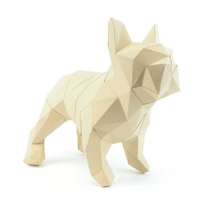 Franse bulldog beige/blauw - Eveli Gemiddeld (papier) Beige 3D Origami DIY Papercraft