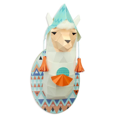 Lama met muts - Eveli Gemiddeld (papier) 3D Origami DIY Papercraft