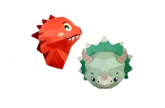 Schattige dinos - Eveli Makkelijk (papier) 3D Origami DIY Papercraft