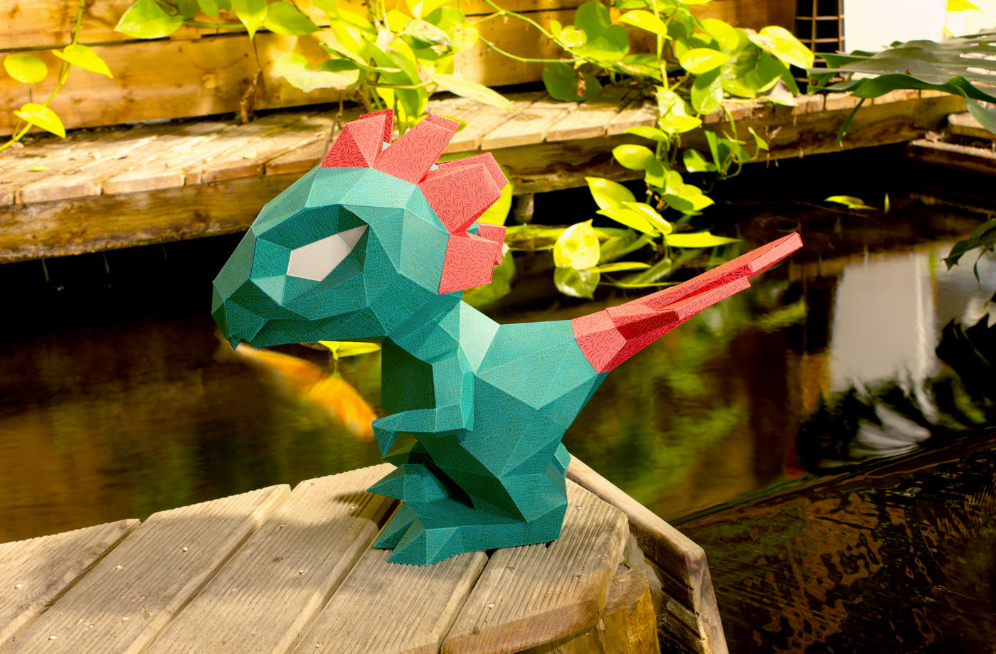 Kleine dino - Eveli Makkelijk (papier) 3D Origami DIY Papercraft