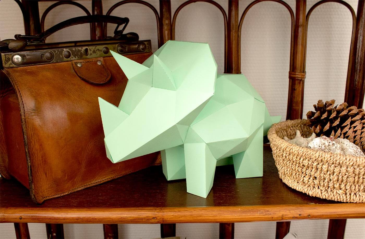 Baby triceratops - Eveli Makkelijk (papier) 3D Origami DIY Papercraft