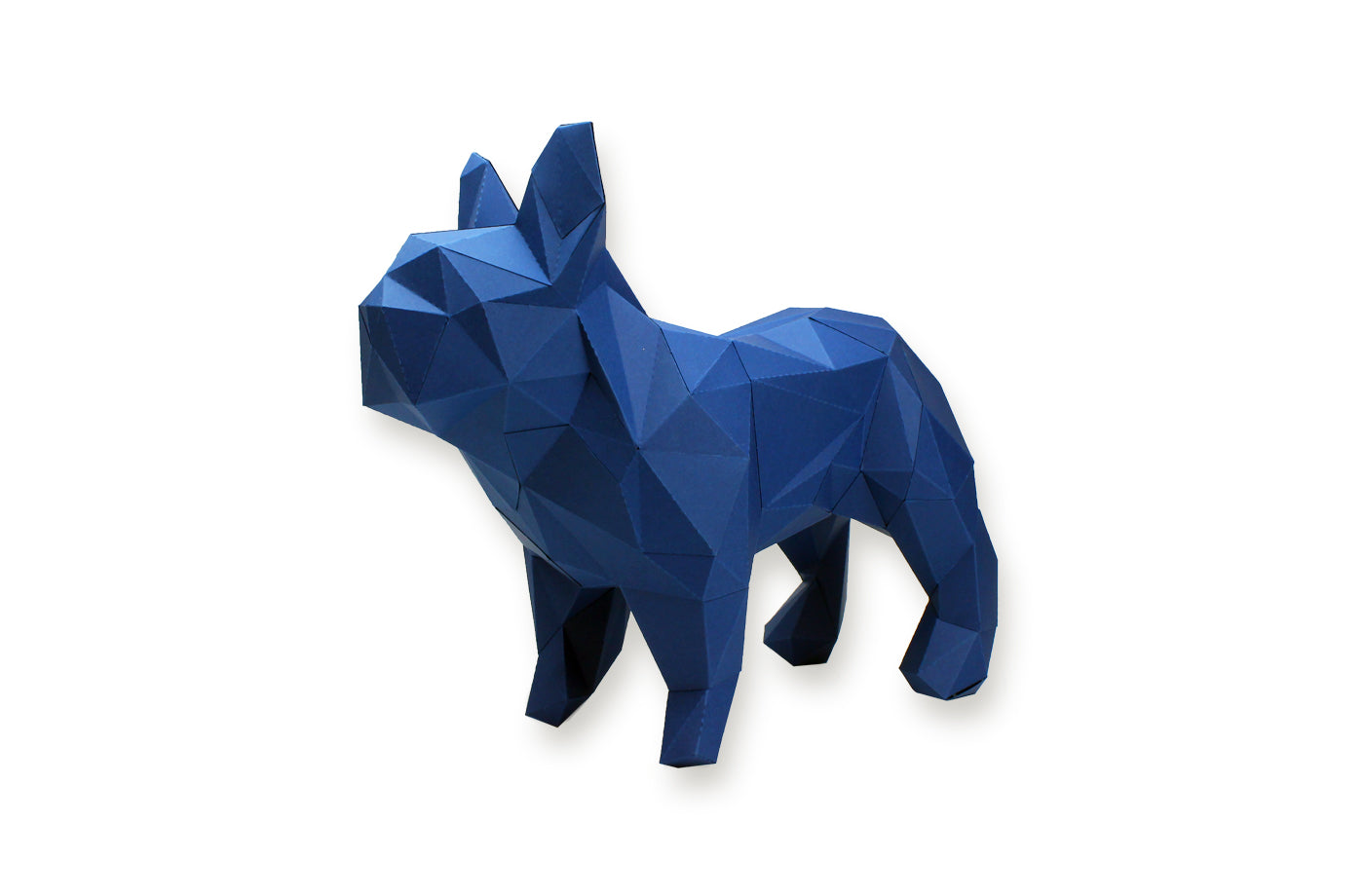 Franse bulldog beige/blauw - Eveli Gemiddeld (papier) Blauw 3D Origami DIY Papercraft