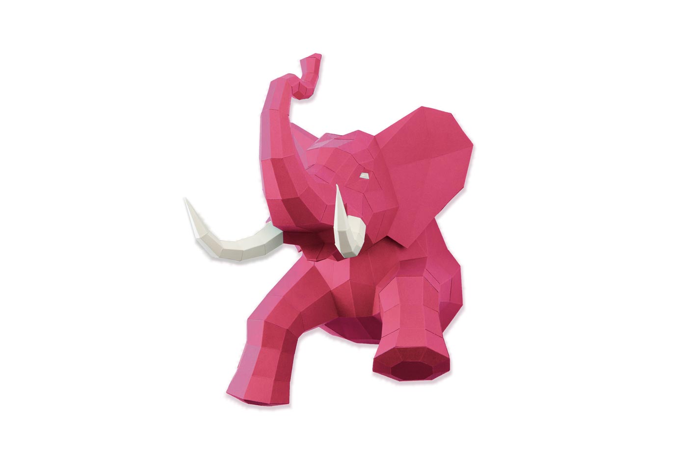 Olifant Grijs/roze - Eveli Moeilijk (Papier) Roze 3D Origami DIY Papercraft