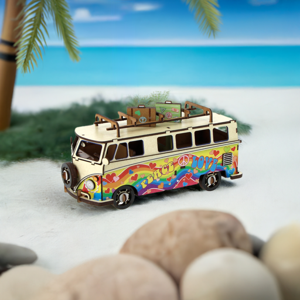 Volkswagen T1 bus rood/turquoise/hippie