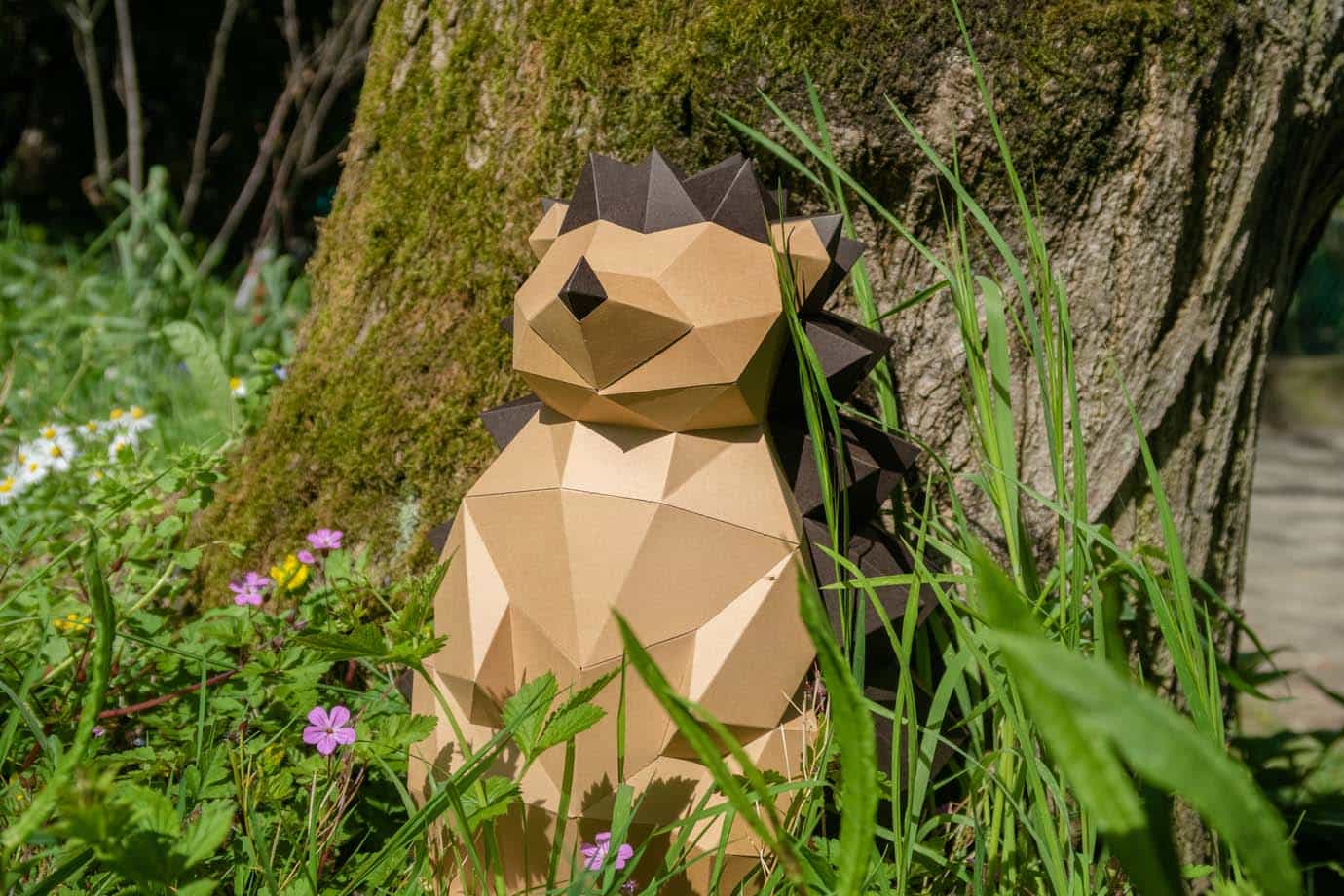 Egel - Eveli Gemiddeld (papier) 3D Origami DIY Papercraft