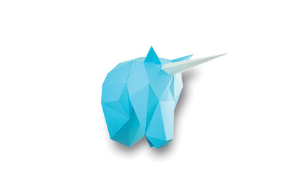 Unicorn - Eveli Makkelijk (papier) Blauw 3D Origami DIY Papercraft