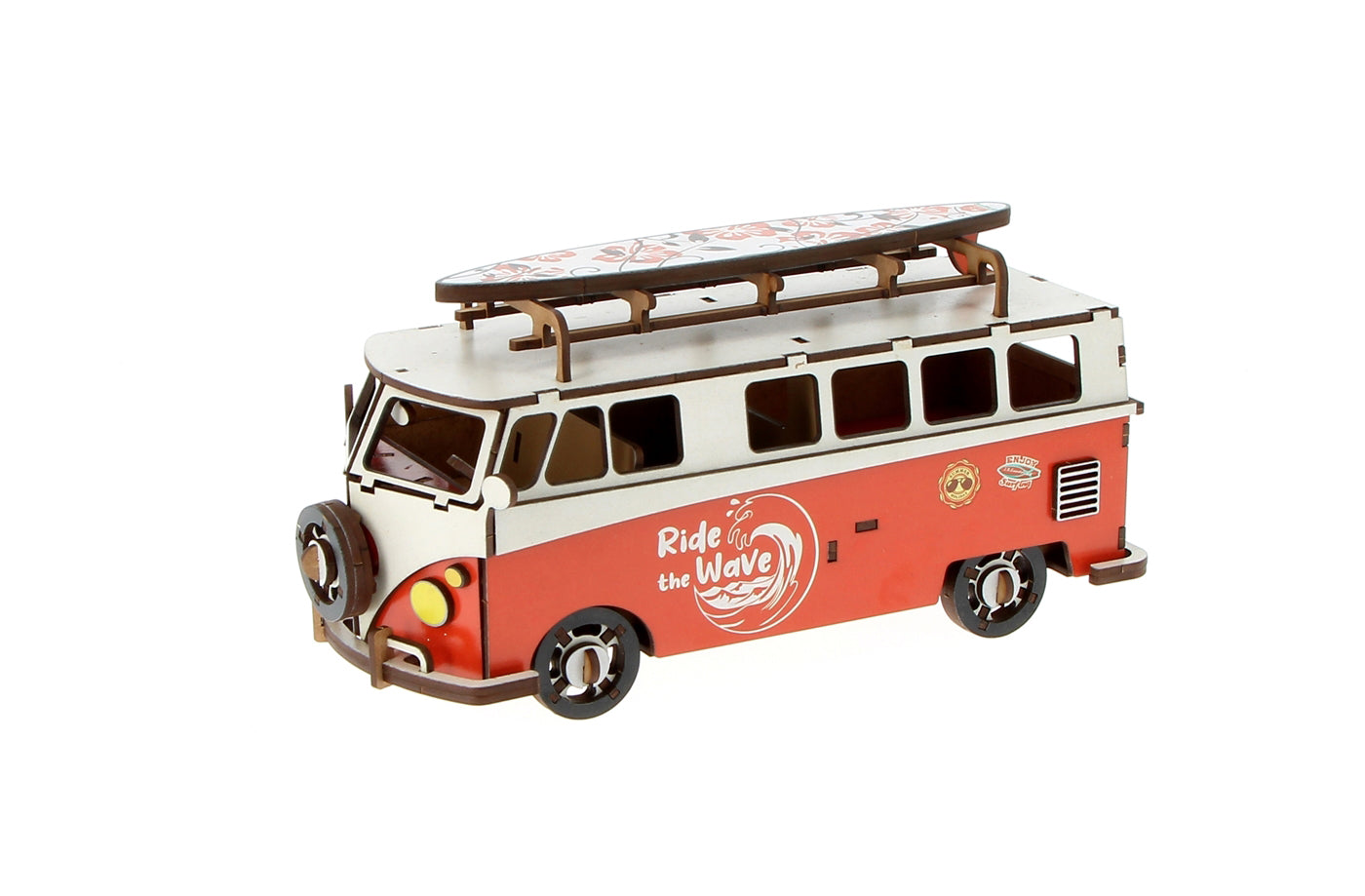 Volkswagen T1 bus rood of turquoise - Eveli Rood 3D Origami DIY Papercraft