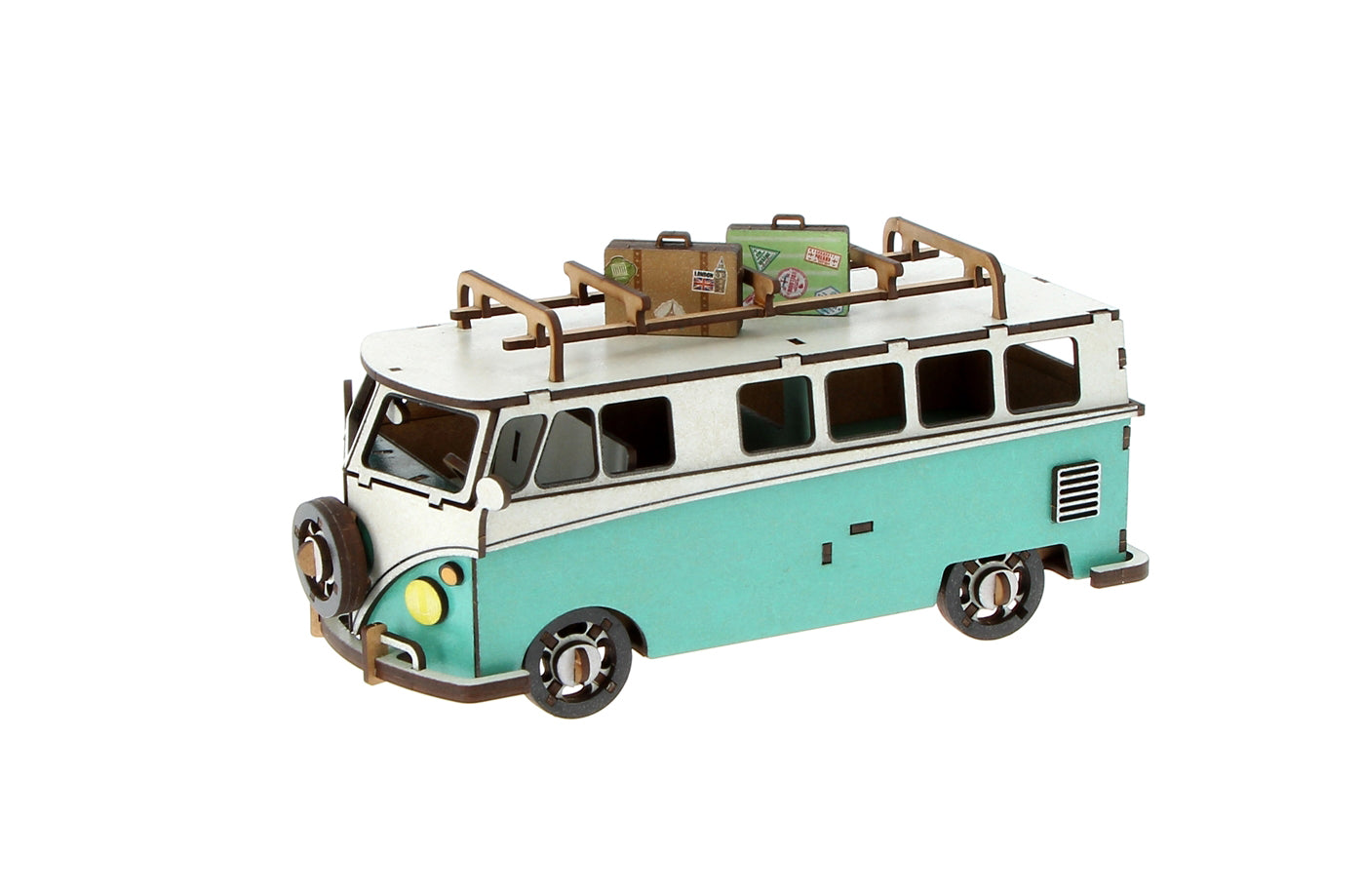 Volkswagen T1 bus rood of turquoise - Eveli Turquoise 3D Origami DIY Papercraft