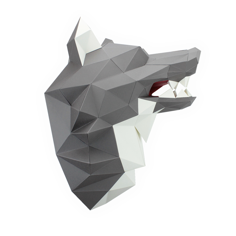 Wolf - Eveli Gemiddeld (papier) 3D Origami DIY Papercraft